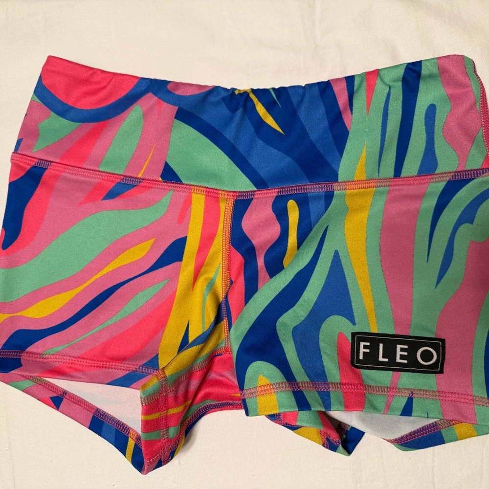 SOLD Fleo Pink and Blue Athletic Shorts with Dynamic Design